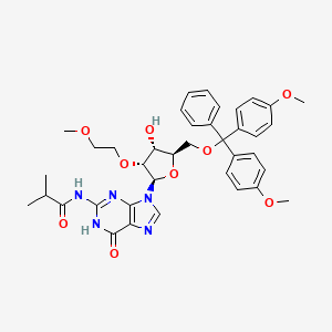 N-(9-((2R,3R,4R,5R)-5-((Bis(4-methoxyphenyl)(phenyl)methoxy)methyl)-4-hydroxy-3-(2-methoxyethoxy)tetrahydrofuran-2-yl)-6-oxo-6,9-dihydro-1H-purin-2-yl)isobutyramide chemical structure (CAS 251647-50-4)