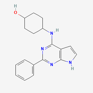 rel-(1r,4r)-4-((2-Phenyl-7H-pyrrolo[2,3-d]pyrimidin-4-yl)amino)cyclohexan-1-ol chemical structure (CAS 251945-92-3)