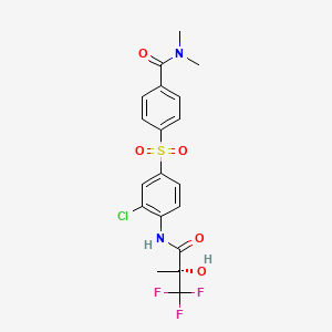 (R)-4-((3-Chloro-4-(3,3,3-trifluoro-2-hydroxy-2-methylpropanamido)phenyl)sulfonyl)-N,N-dimethylbenzamide chemical structure (CAS 252017-04-2)