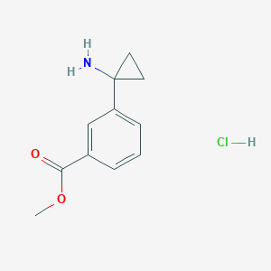 Methyl 3-(1-aminocyclopropyl)benzoate hydrochloride chemical structure (CAS 2525094-72-6)