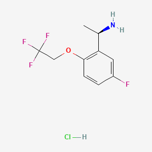 (R)-1-(5-Fluoro-2-(2,2,2-trifluoroethoxy)phenyl)ethan-1-amine hydrochloride chemical structure (CAS 2525506-63-0)