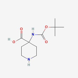 4-((tert-Butoxycarbonyl)amino)piperidine-4-carboxylic acid chemical structure (CAS 252720-31-3)