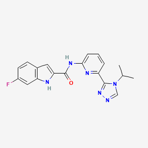 6-Fluoro-N-(6-(4-isopropyl-4H-1,2,4-triazol-3-yl)pyridin-2-yl)-1H-indole-2-carboxamide chemical structure (CAS 2541792-70-3)