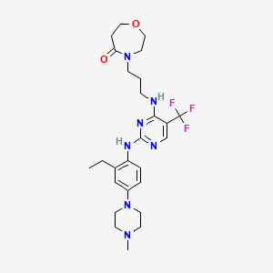 4-(3-((2-((2-Ethyl-4-(4-methylpiperazin-1-yl)phenyl)amino)-5-(trifluoromethyl)pyrimidin-4-yl)amino)propyl)-1,4-oxazepan-5-one chemical structure (CAS 2543673-19-2)