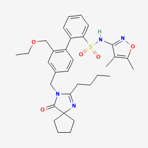 4'-((2-Butyl-4-oxo-1,3-diazaspiro[4.4]non-1-en-3-yl)methyl)-N-(4,5-dimethylisoxazol-3-yl)-2'-(ethoxymethyl)-[1,1'-biphenyl]-2-sulfonamide chemical structure (CAS 254740-64-2)