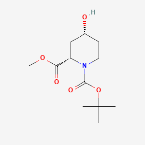1-(tert-Butyl) 2-methyl (2S,4R)-4-hydroxypiperidine-1,2-dicarboxylate chemical structure (CAS 254882-06-9)