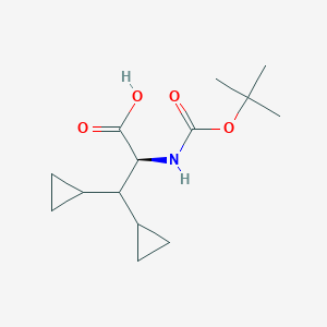 (S)-2-((tert-Butoxycarbonyl)amino)-3,3-dicyclopropylpropanoic acid chemical structure (CAS 2548967-22-0)
