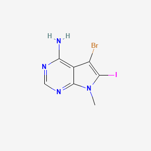 5-Bromo-6-iodo-7-methyl-7H-pyrrolo[2,3-d]pyrimidin-4-amine chemical structure (CAS 2549186-23-2)