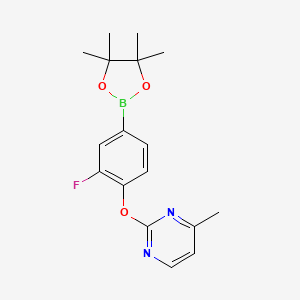 2-(2-Fluoro-4-(4,4,5,5-tetramethyl-1,3,2-dioxaborolan-2-yl)phenoxy)-4-methylpyrimidine chemical structure (CAS 2549188-28-3)
