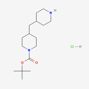 tert-Butyl 4-(piperidin-4-ylmethyl)piperidine-1-carboxylate hydrochloride chemical structure (CAS 2551119-89-0)