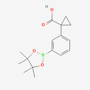 1-(3-(4,4,5,5-Tetramethyl-1,3,2-dioxaborolan-2-yl)phenyl)cyclopropane-1-carboxylic acid chemical structure (CAS 2553271-61-5)