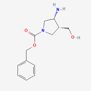 Benzyl (3R,4R)-3-amino-4-(hydroxymethyl)pyrrolidine-1-carboxylate chemical structure (CAS 255823-06-4)