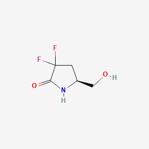 (S)-3,3-Difluoro-5-(hydroxymethyl)pyrrolidin-2-one chemical structure (CAS 255903-84-5)