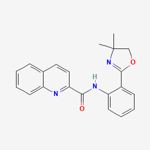 N-(2-(4,4-Dimethyl-4,5-dihydrooxazol-2-yl)phenyl)quinoline-2-carboxamide chemical structure (CAS 2559765-40-9)