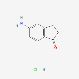 5-Amino-4-methyl-2,3-dihydro-1H-inden-1-one hydrochloride chemical structure (CAS 2563598-63-8)
