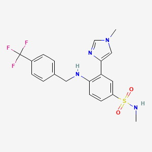 N-Methyl-3-(1-methyl-1H-imidazol-4-yl)-4-((4-(trifluoromethyl)benzyl)amino)benzenesulfonamide chemical structure (CAS 2563892-44-2)