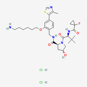 (2S,4R)-N-(2-((6-Aminohexyl)oxy)-4-(4-methylthiazol-5-yl)benzyl)-1-((S)-2-(1-fluorocyclopropane-1-carboxamido)-3,3-dimethylbutanoyl)-4-hydroxypyrrolidine-2-carboxamide dihydrochloride chemical structure (CAS 2564467-16-7)