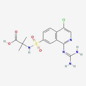 2-((4-Chloro-1-guanidinoisoquinoline)-7-sulfonamido)-2-methylpropanoic acid chemical structure (CAS 256477-09-5)