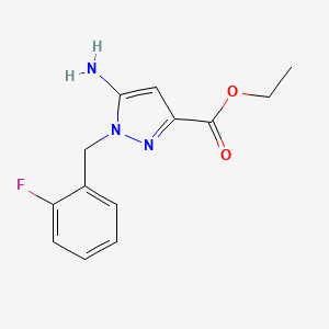 Ethyl 5-amino-1-(2-fluorobenzyl)-1H-pyrazole-3-carboxylate chemical structure (CAS 256504-39-9)