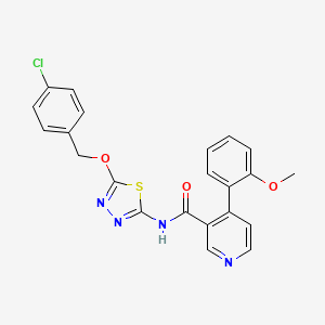 N-(5-((4-Chlorobenzyl)oxy)-1,3,4-thiadiazol-2-yl)-4-(2-methoxyphenyl)nicotinamide chemical structure (CAS 2565637-94-5)