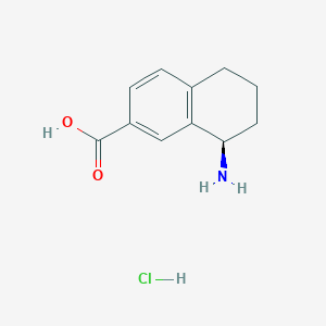 (R)-8-Amino-5,6,7,8-tetrahydronaphthalene-2-carboxylic acid hydrochloride chemical structure (CAS 2565792-56-3)