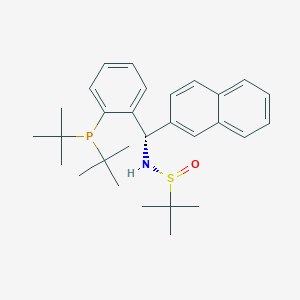 (R)-N-((S)-(2-(Di-tert-butylphosphanyl)phenyl)(naphthalen-2-yl)methyl)-2-methylpropane-2-sulfinamide chemical structure (CAS 2565792-62-1)