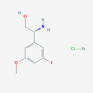 (R)-2-Amino-2-(3-fluoro-5-methoxyphenyl)ethan-1-ol hydrochloride chemical structure (CAS 2566170-14-5)