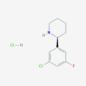 (S)-2-(3-Chloro-5-fluorophenyl)piperidine hydrochloride chemical structure (CAS 2566240-48-8)