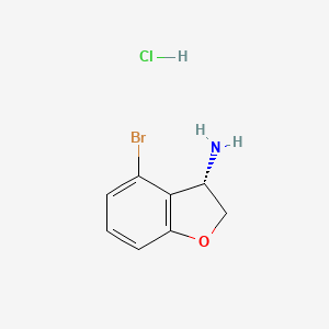 (S)-4-Bromo-2,3-dihydrobenzofuran-3-amine hydrochloride chemical structure (CAS 2566440-52-4)