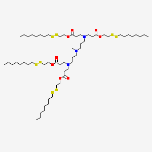Tetrakis(2-(octyldisulfaneyl)ethyl) 3,3',3'',3'''-(((methylazanediyl)bis(propane-3,1-diyl))bis(azanetriyl))tetrapropionate chemical structure (CAS 2566523-06-4)