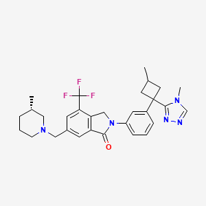 2-(3-(cis-3-Methyl-1-(4-methyl-4H-1,2,4-triazol-3-yl)cyclobutyl)phenyl)-6-(((S)-3-methylpiperidin-1-yl)methyl)-4-(trifluoromethyl)isoindolin-1-one chemical structure (CAS 2573775-59-2)