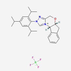 (5aR,10bS)-2-(2,4,6-Triisopropylphenyl)-5a,10b-dihydro-4H,6H-indeno[2,1-b][1,2,4]triazolo[4,3-d][1,4]oxazin-2-ium tetrafluoroborate chemical structure (CAS 2573798-29-3)