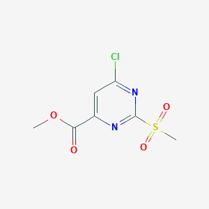 Methyl 6-chloro-2-(methylsulfonyl)pyrimidine-4-carboxylate chemical structure (CAS 25742-28-3)