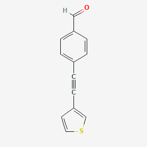 4-(Thiophen-3-ylethynyl)benzaldehyde chemical structure (CAS 2574266-41-2)