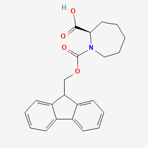 (R)-1-(((9H-Fluoren-9-yl)methoxy)carbonyl)azepane-2-carboxylic acid chemical structure (CAS 2580103-36-0)