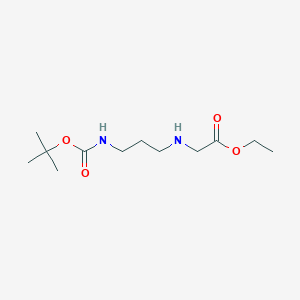 Ethyl 2-((3-((tert-butoxycarbonyl)amino)propyl)amino)acetate chemical structure (CAS 258332-57-9)