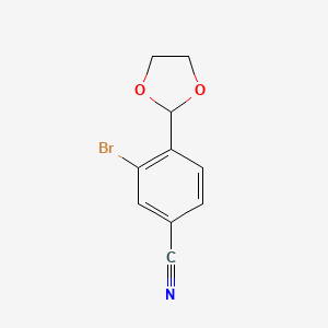 3-Bromo-4-(1,3-dioxolan-2-yl)benzonitrile chemical structure (CAS 2586125-79-1)