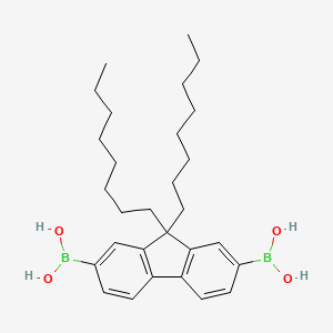 (9,9-Dioctyl-9H-fluorene-2,7-diyl)diboronic acid chemical structure (CAS 258865-48-4)