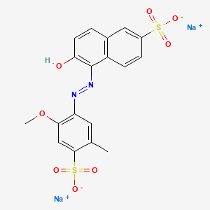Sodium 6-hydroxy-5-((2-methoxy-5-methyl-4-sulfonatophenyl)diazenyl)naphthalene-2-sulfonate chemical structure (CAS 25956-17-6)
