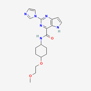 2-(1H-imidazol-1-yl)-N-(trans-4-(2-methoxyethoxy)cyclohexyl)-5H-pyrrolo[3,2-d]pyrimidine-4-carboxamide chemical structure (CAS 2597933-17-8)