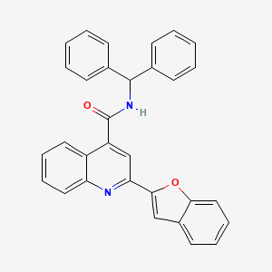 N-Benzhydryl-2-(benzofuran-2-yl)quinoline-4-carboxamide chemical structure (CAS 2601734-99-8)