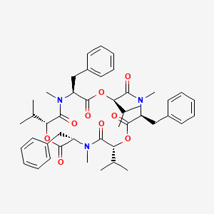 (3S,6R,9S,12R,15S,18R)-3,9,15-Tribenzyl-6,12,18-triisopropyl-4,10,16-trimethyl-1,7,13-trioxa-4,10,16-triazacyclooctadecane-2,5,8,11,14,17-hexaone chemical structure (CAS 26048-05-5)
