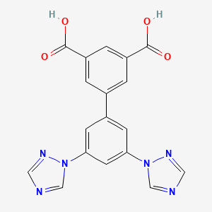 3',5'-Di(1H-1,2,4-triazol-1-yl)-[1,1'-biphenyl]-3,5-dicarboxylic acid chemical structure (CAS 2607030-72-6)
