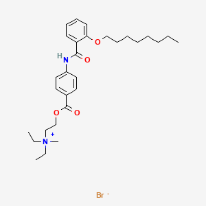 N,N-Diethyl-N-methyl-2-((4-(2-(octyloxy)benzamido)benzoyl)oxy)ethanaminium bromide chemical structure (CAS 26095-59-0)