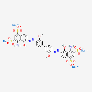 6,6'-((3,3'-Dimethoxy-[1,1'-biphenyl]-4,4'-diyl)bis(diazene-2,1-diyl))bis(4-amino-5-hydroxynaphthalene-1,3-disulfonic acid), tetrasodium salt chemical structure (CAS 2610-05-1)