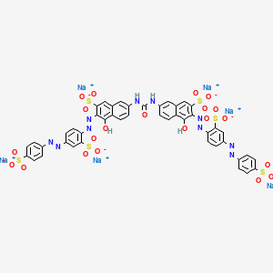 Hexasodium 4-hydroxy-7-(3-(5-hydroxy-7-sulfonato-6-((2-sulfonato-4-((4-sulfonatophenyl)diazenyl)phenyl)diazenyl)naphthalen-2-yl)ureido)-3-((2-sulfonato-4-((4-sulfonatophenyl)diazenyl)phenyl)diazenyl)naphthalene-2-sulfonate chemical structure (CAS 2610-10-8)