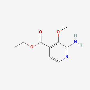 Ethyl 2-amino-3-methoxyisonicotinate chemical structure (CAS 2612299-87-1)
