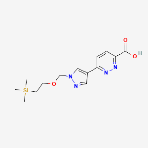 6-(1-((2-(Trimethylsilyl)ethoxy)methyl)-1H-pyrazol-4-yl)pyridazine-3-carboxylic acid chemical structure (CAS 2613436-80-7)