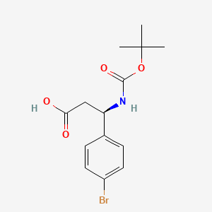 (R)-3-(4-Bromophenyl)-3-((tert-butoxycarbonyl)amino)propanoic acid chemical structure (CAS 261380-20-5)