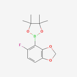 2-(5-Fluorobenzo[d][1,3]dioxol-4-yl)-4,4,5,5-tetramethyl-1,3,2-dioxaborolane chemical structure (CAS 2614262-34-7)